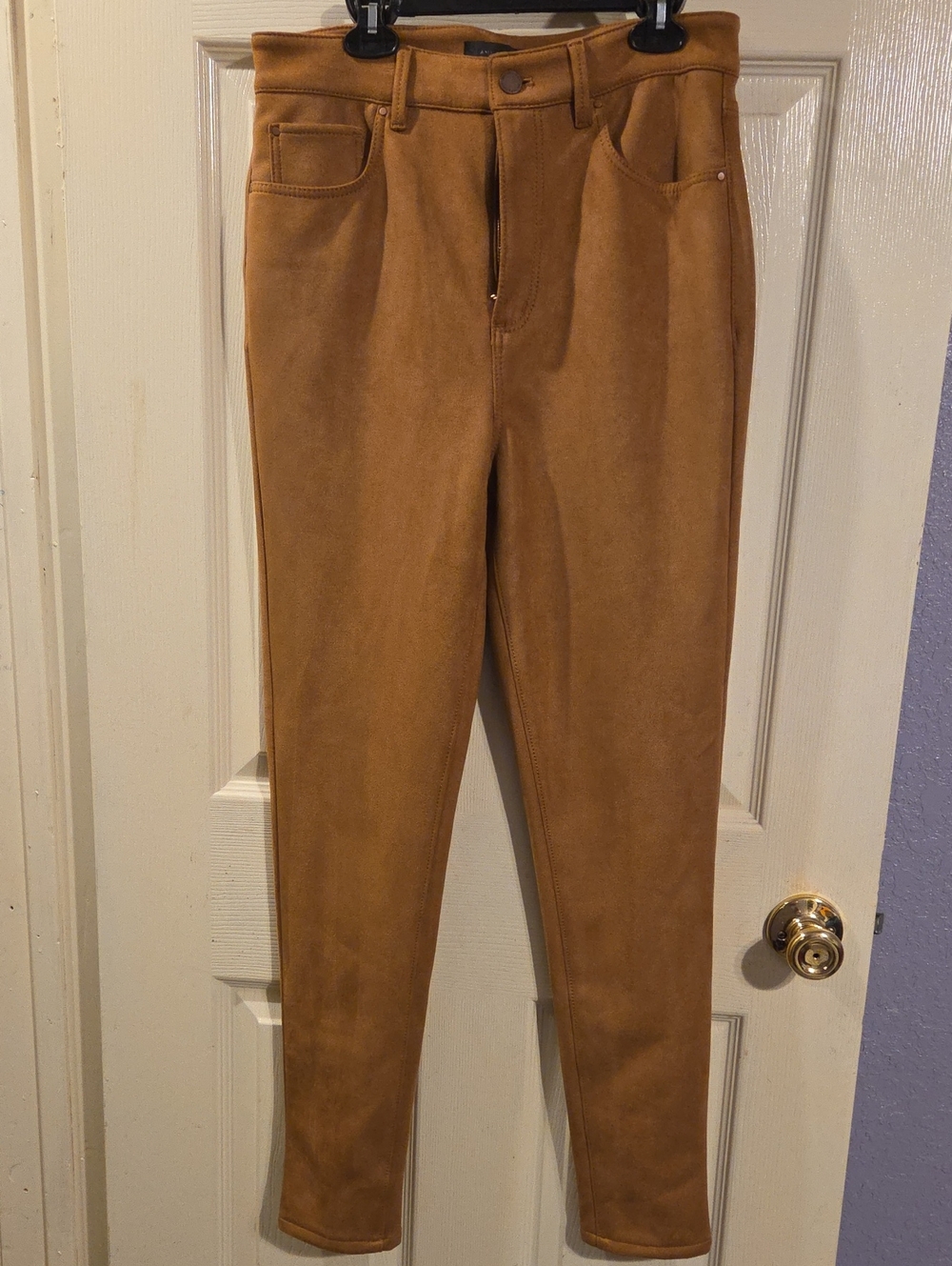 Ann Taylor Tan Faux-Suede Straight Leg Pants